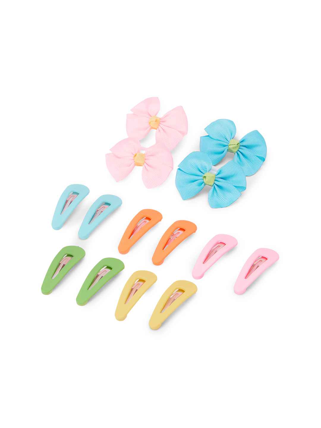 Pack of 5 pairs snap clips and 2 pairs rubberbands - Multicolor