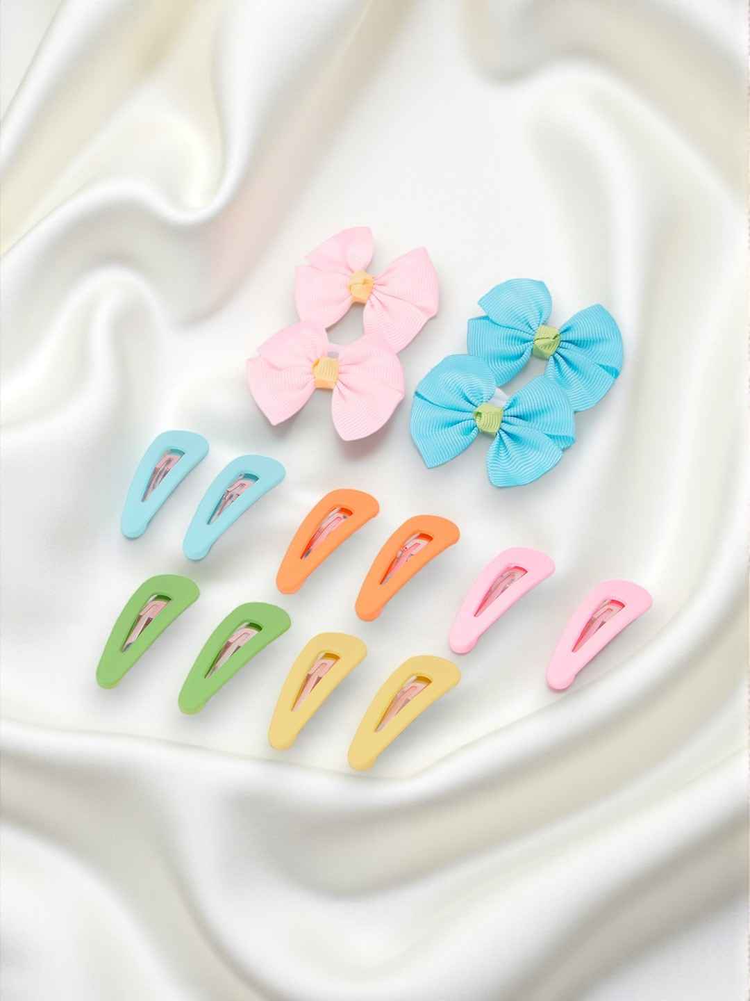 Pack of 5 pairs snap clips and 2 pairs rubberbands - Multicolor