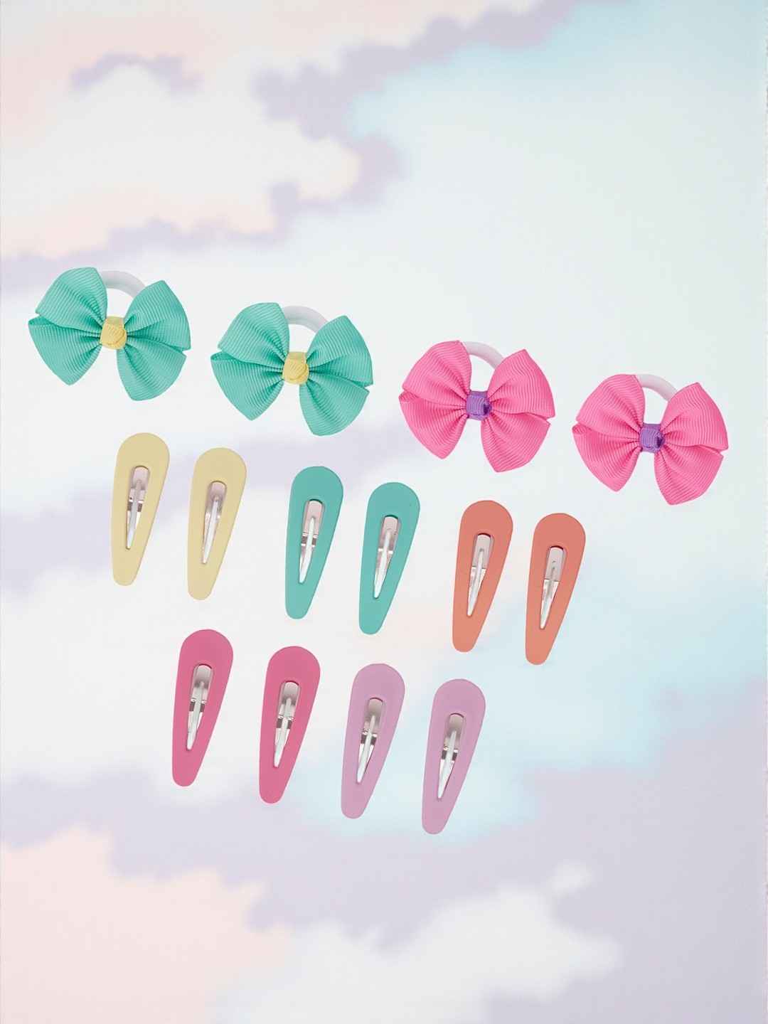 Pack of 5 pairs snap clips and 2 pairs rubberbands 1 - Multicolor