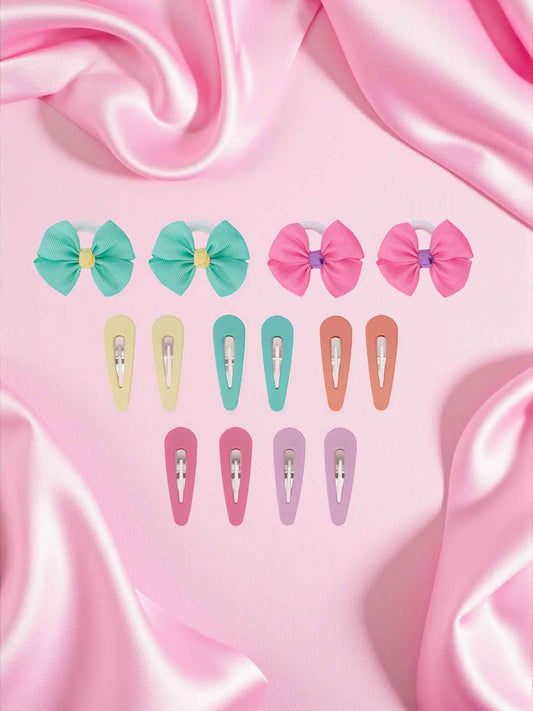 Pack of 5 pairs snap clips and 2 pairs rubberbands 1 - Multicolor