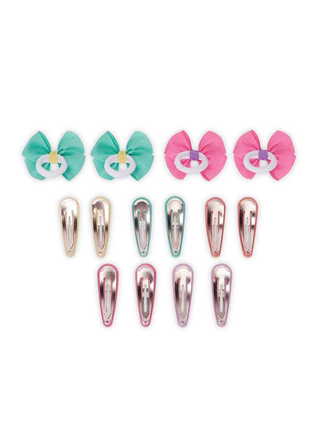 Pack of 5 pairs snap clips and 2 pairs rubberbands 1 - Multicolor