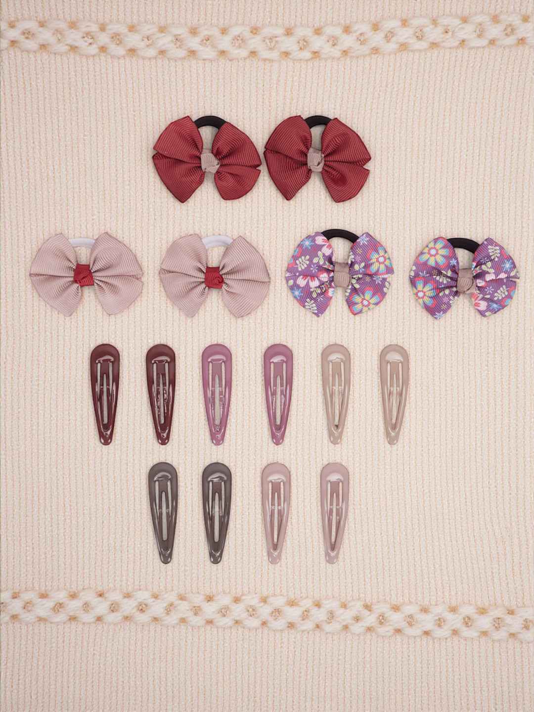 Pack of 5 pairs snap clips and 3 pairs rubberbands - Multicolor