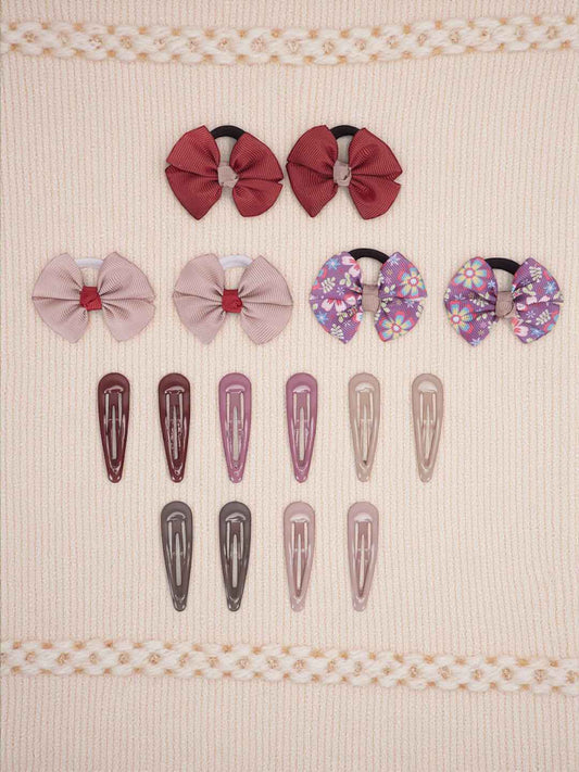 Pack of 5 pairs snap clips and 3 pairs rubberbands - Multicolor