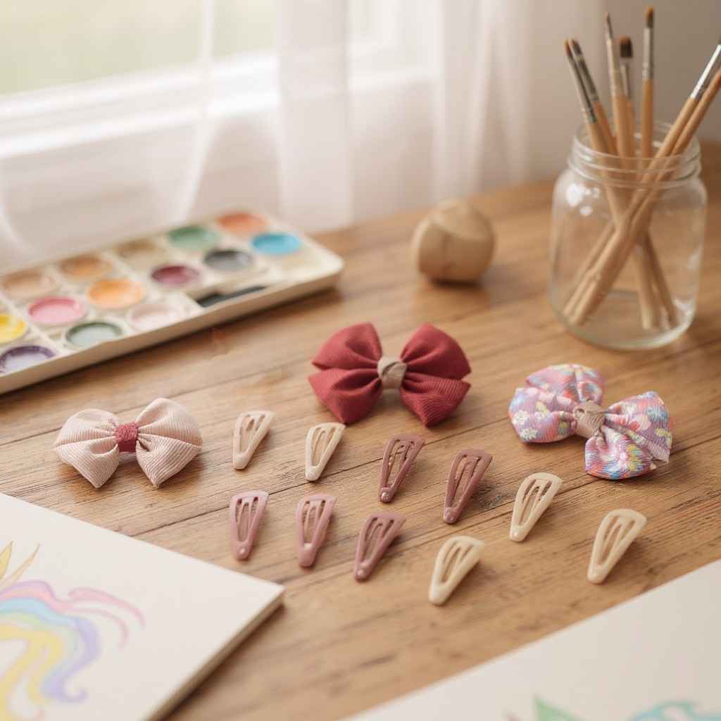 Pack of 5 pairs snap clips and 3 pairs rubberbands - Multicolor