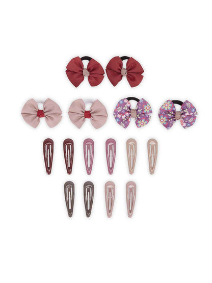 Pack of 5 pairs snap clips and 3 pairs rubberbands - Multicolor