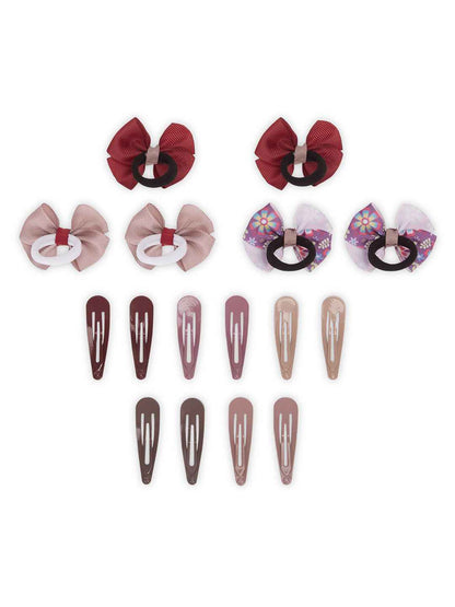 Pack of 5 pairs snap clips and 3 pairs rubberbands - Multicolor