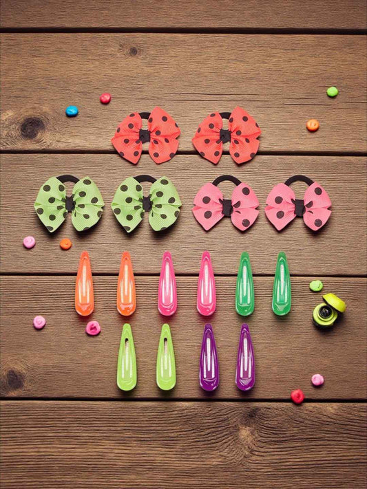 Pack of 5 pairs snap clips and 3 pairs rubberbands 1 - Multicolor