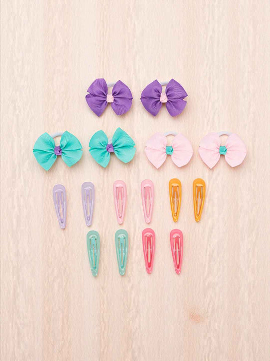 Pack of 5 pairs snap clips and 3 pairs rubberbands 2 - Multicolor