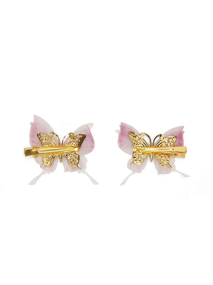 Fancy 4 layer, 3D butterfly alligator hair lips - Pink