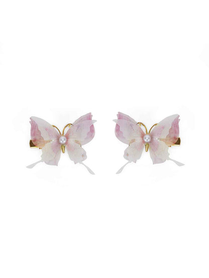 Fancy 4 layer, 3D butterfly alligator hair lips - Pink