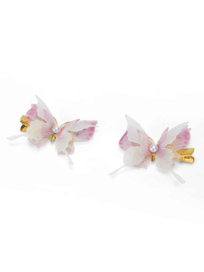 Fancy 4 layer, 3D butterfly alligator hair lips - Pink