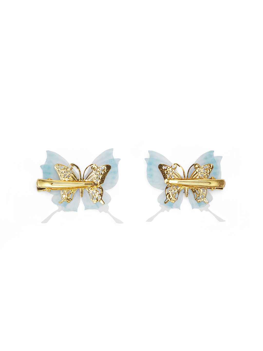 Fancy 4 layer, 3D butterfly alligator hair lips - Blue