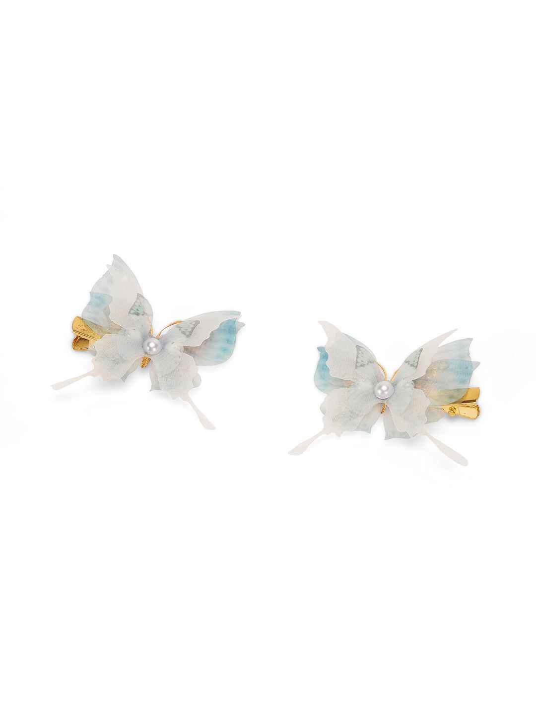 Fancy 4 layer, 3D butterfly alligator hair lips - Blue