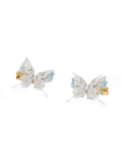 Fancy 4 layer, 3D butterfly alligator hair lips - Blue