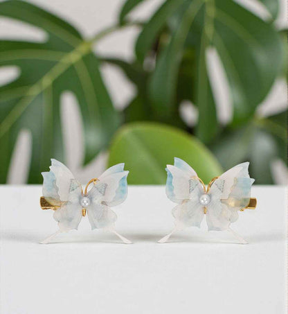 Fancy 4 layer, 3D butterfly alligator hair lips - Blue