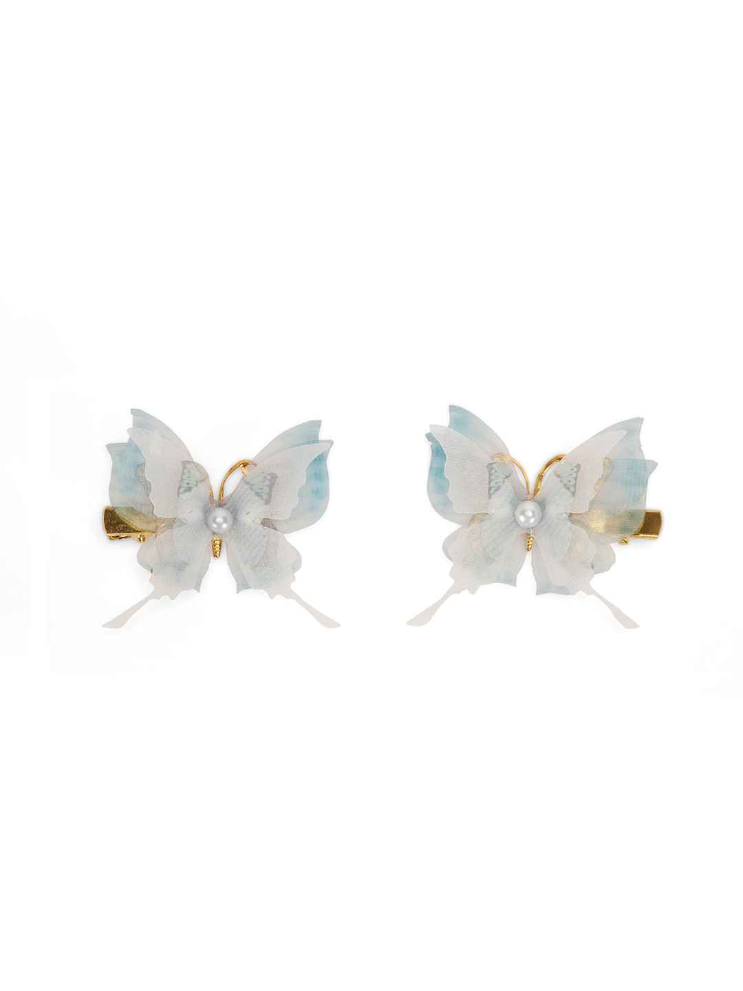Fancy 4 layer, 3D butterfly alligator hair lips - Blue