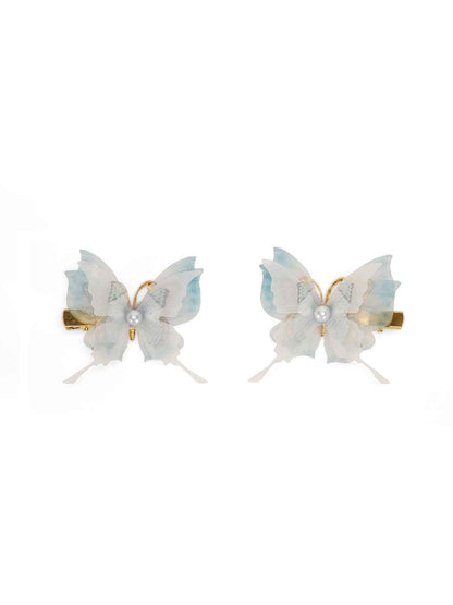 Fancy 4 layer, 3D butterfly alligator hair lips - Blue