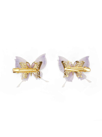 Fancy 4 layer, 3D butterfly alligator hair lips - Purple