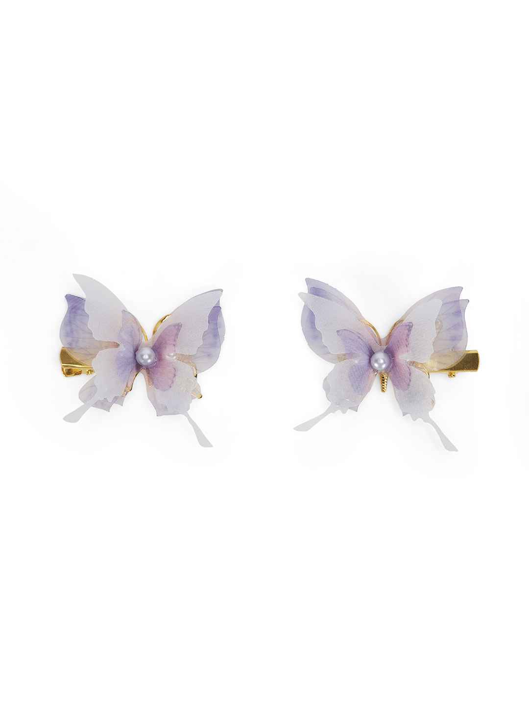 Fancy 4 layer, 3D butterfly alligator hair lips - Purple