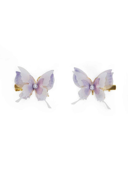 Fancy 4 layer, 3D butterfly alligator hair lips - Purple