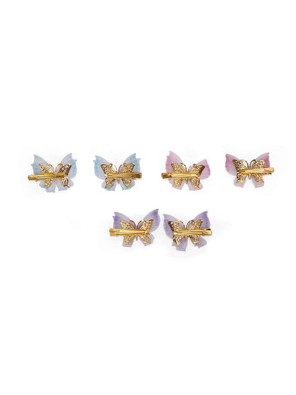 Fancy 4 layer, 3D butterfly alligator hair lips - Pink, Blue, Purple