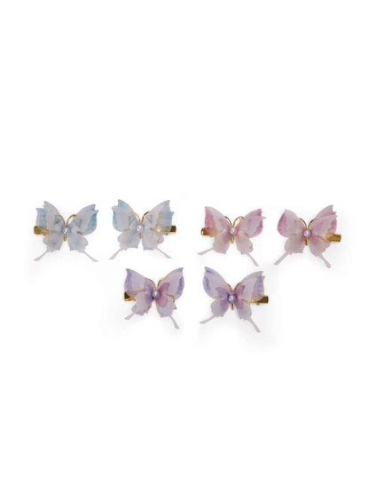 Fancy 4 layer, 3D butterfly alligator hair lips - Pink, Blue, Purple