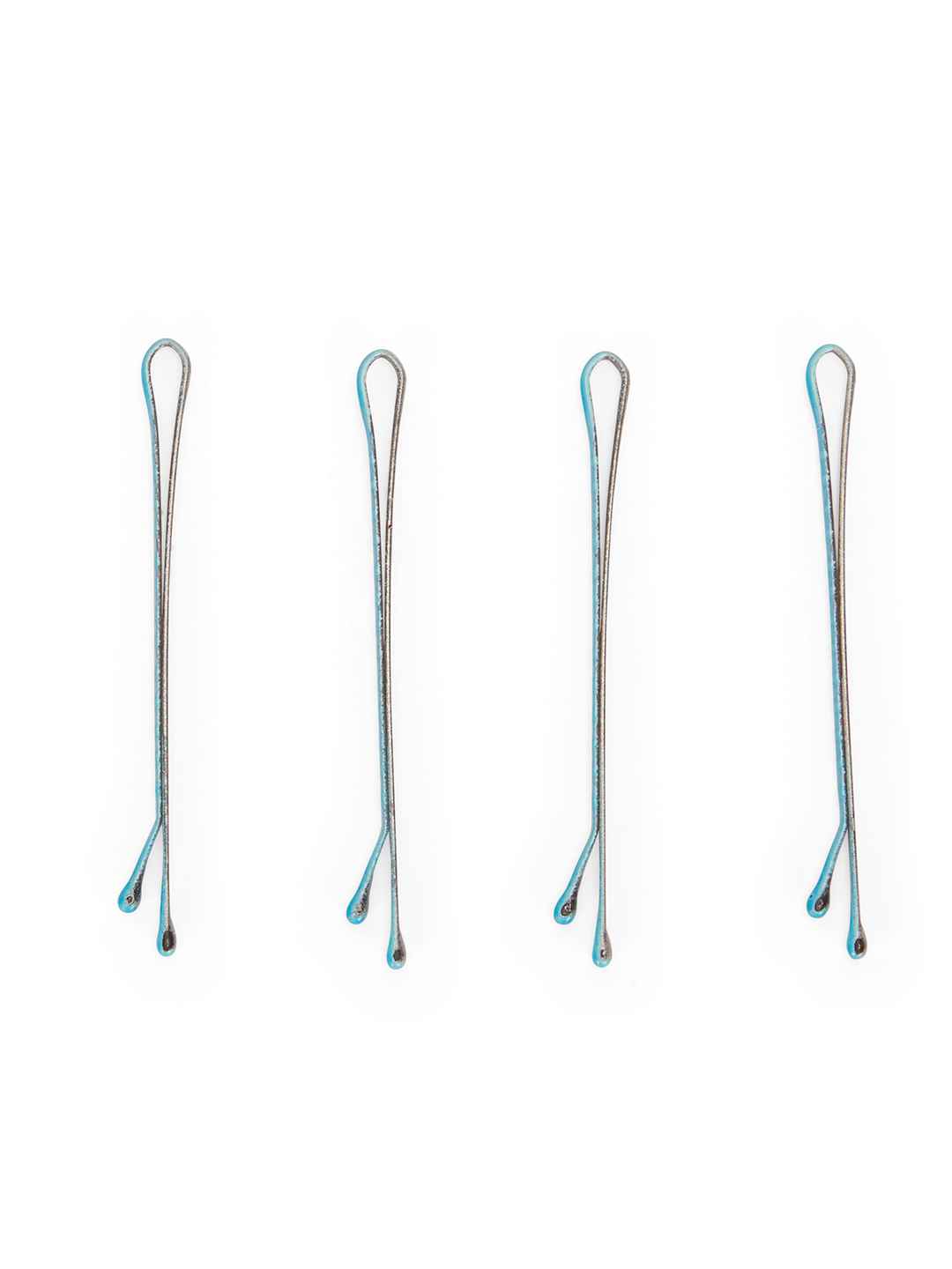 Solid & glitter bobby pins with rubber bands - Blue, Purple