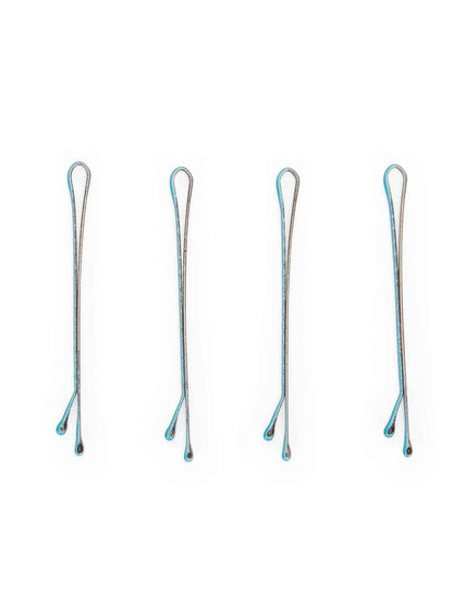 Solid & glitter bobby pins with rubber bands - Blue, Purple