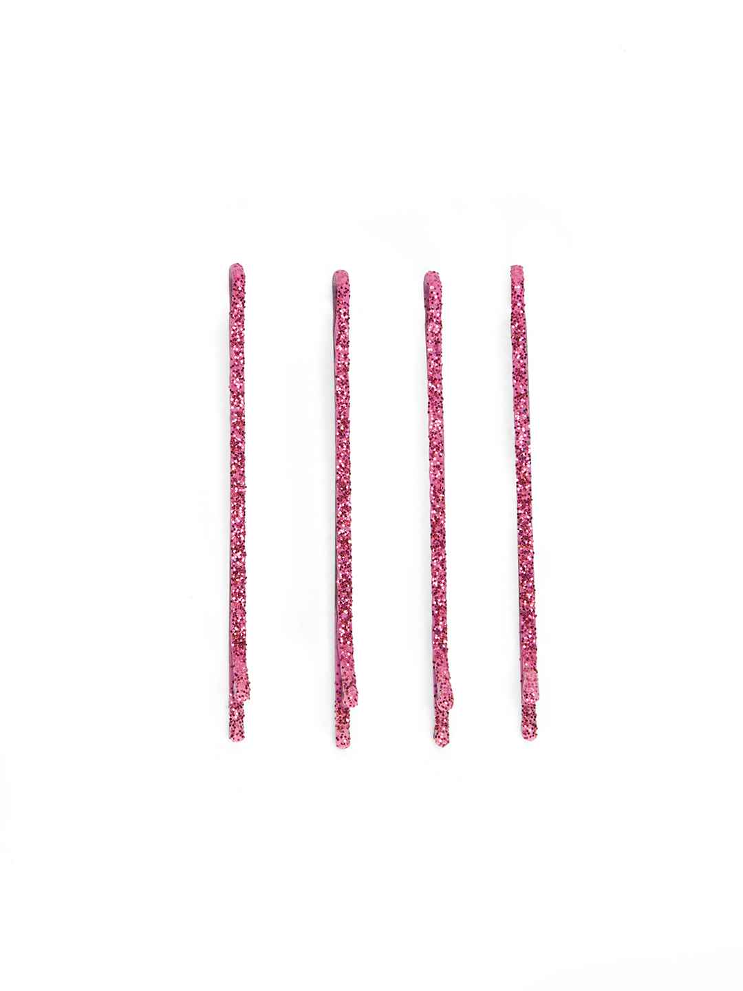 Solid & glitter bobby pins with rubber bands - Black, Pink