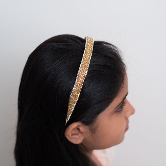 Ribbon Candy - Golden Diamond Emblished Hairband - Gold