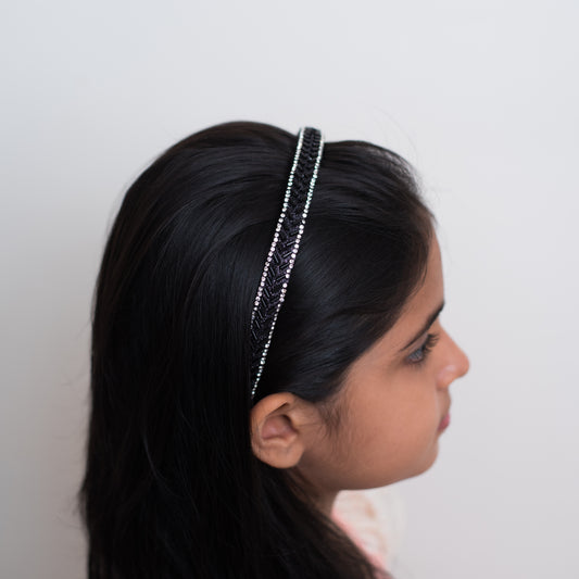 Black Diamond Emblished Hairband - Black