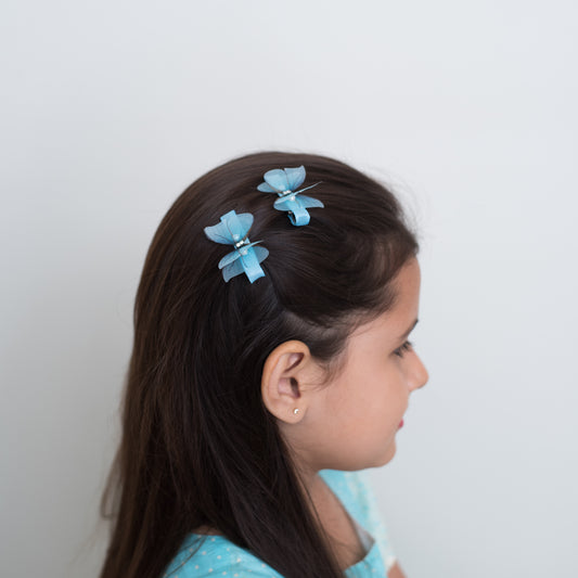 Fancy Butterfly Alligator Hair Clips - Light Blue