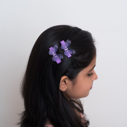Fancy Butterfly Alligator Hair Clips - Purple