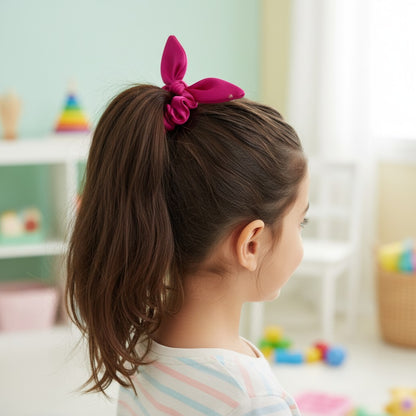 Combo of 3 Scrunchies with tie knot detailed- Light Pink, Hot pink and Lavender