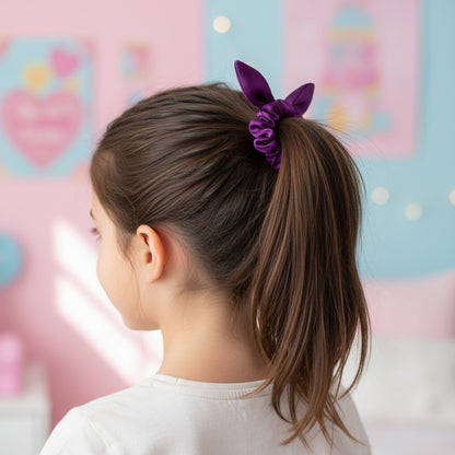 Combo of 3 Scrunchies with tie knot detailed- Maroon, Purple and Navy Blue