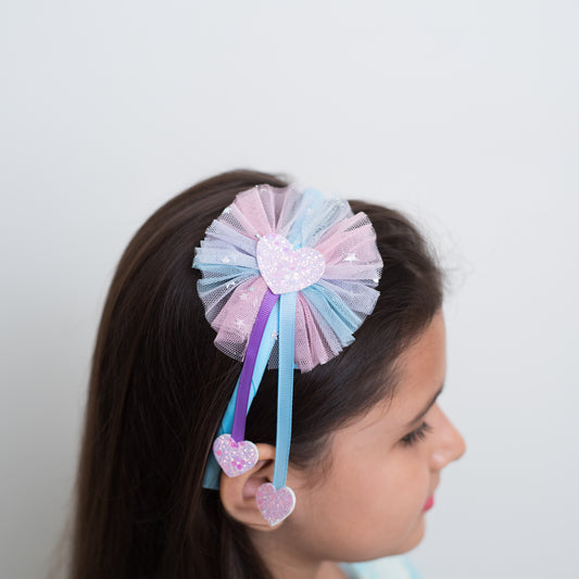 Fancy glitter  hairband with delicate net - Blue, Purple