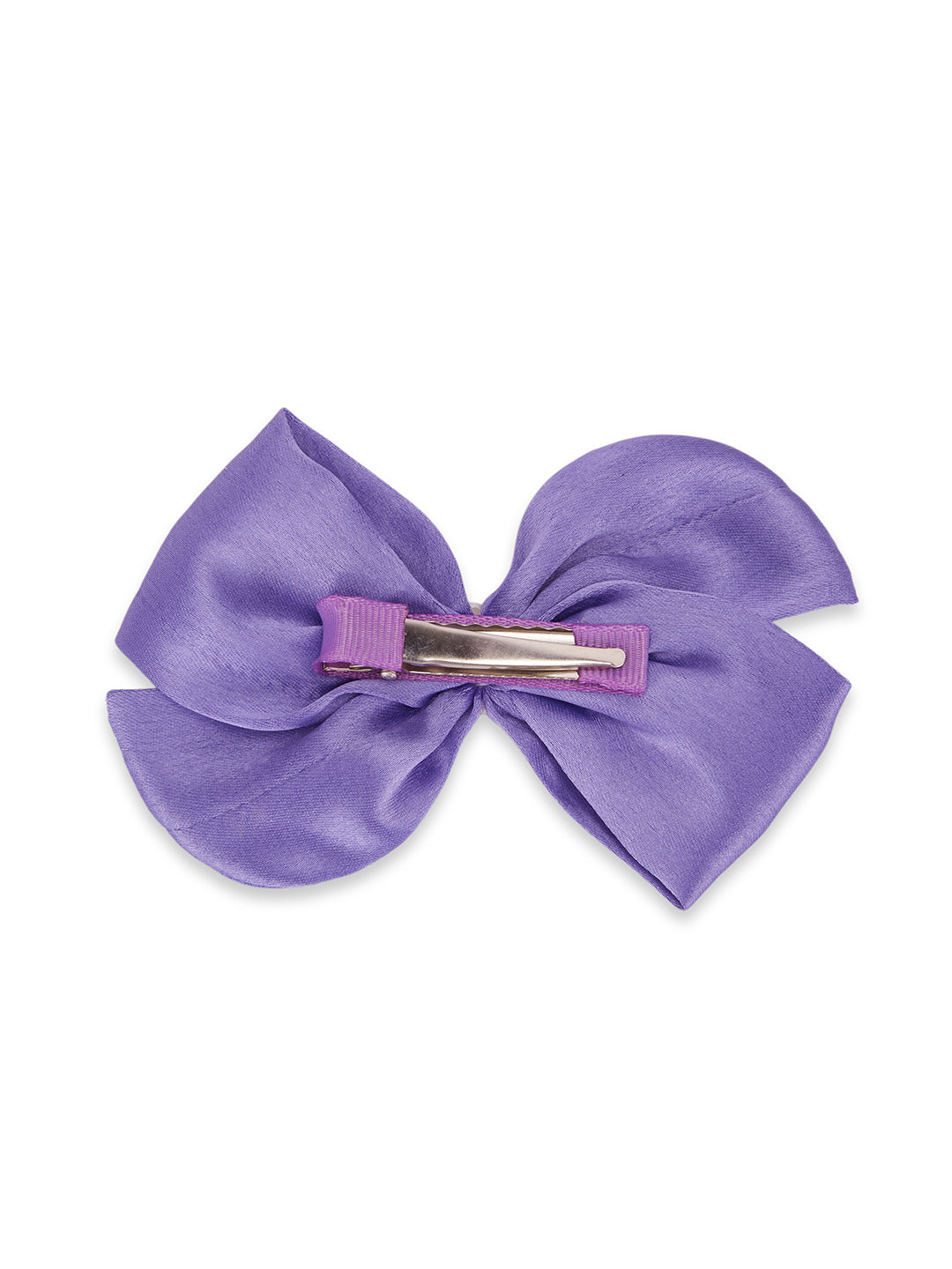 Pearl Detailed Cute Satin Bow on Alligator clip - Purple
