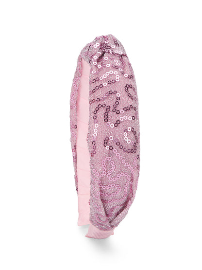Party knotted hair band with sequins - Light Pink