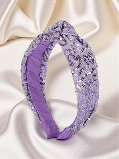 Party knotted hair band with sequins - Lavender