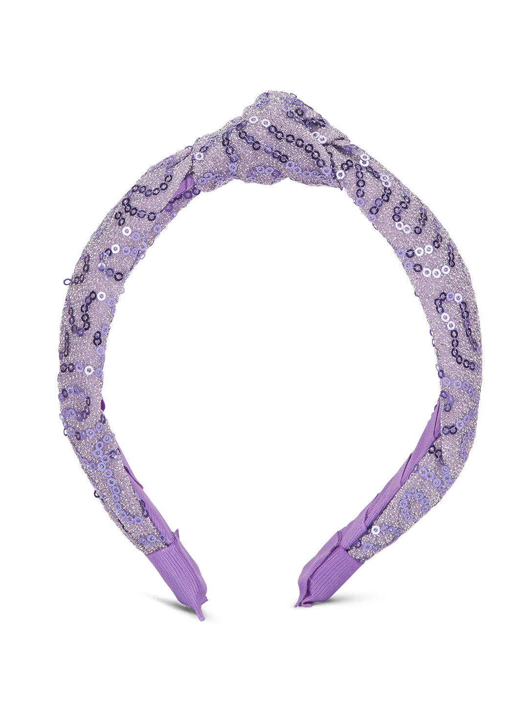 Party knotted hair band with sequins - Lavender