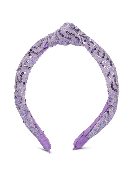 Party knotted hair band with sequins - Lavender