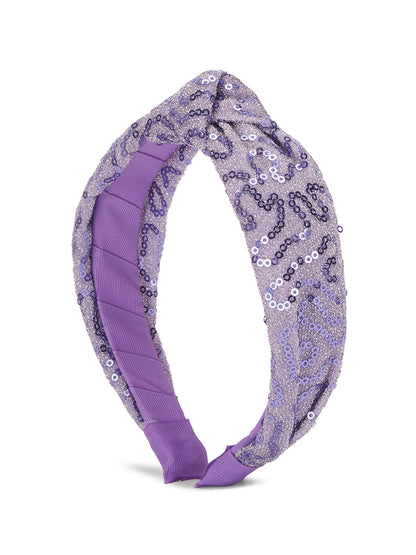 Party knotted hair band with sequins - Lavender