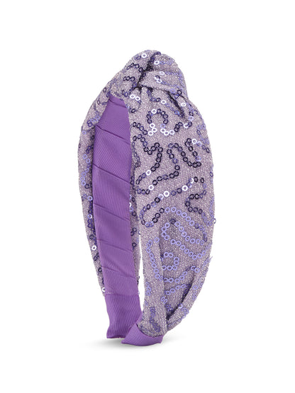 Party knotted hair band with sequins - Lavender