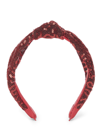 Party knotted hair band with sequins - Maroon