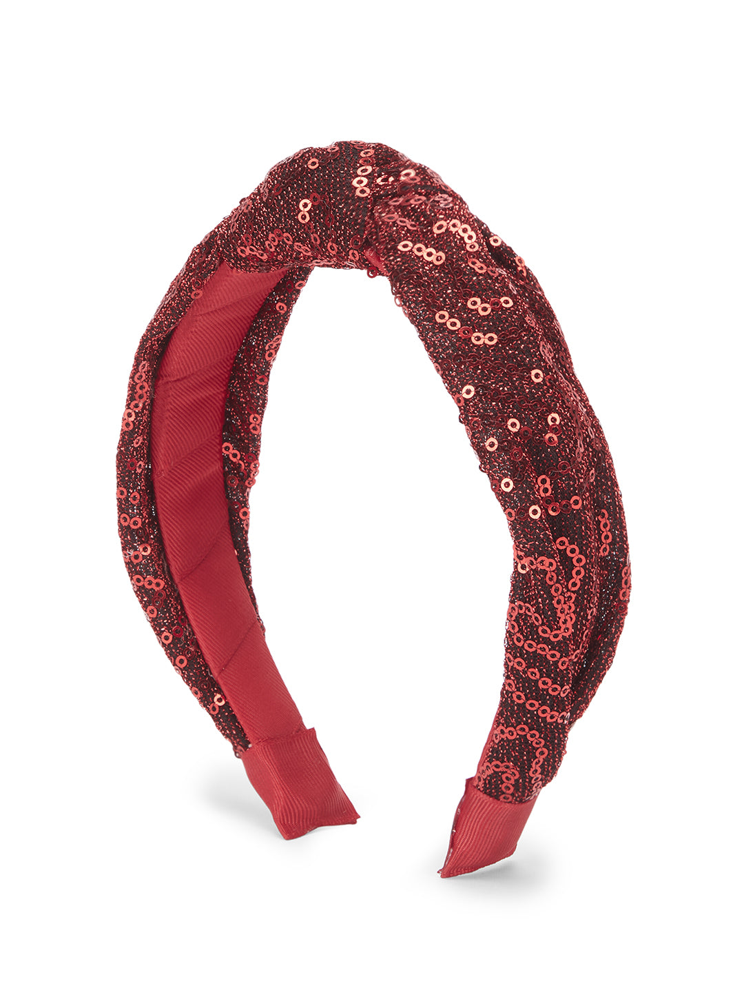 Party knotted hair band with sequins - Maroon