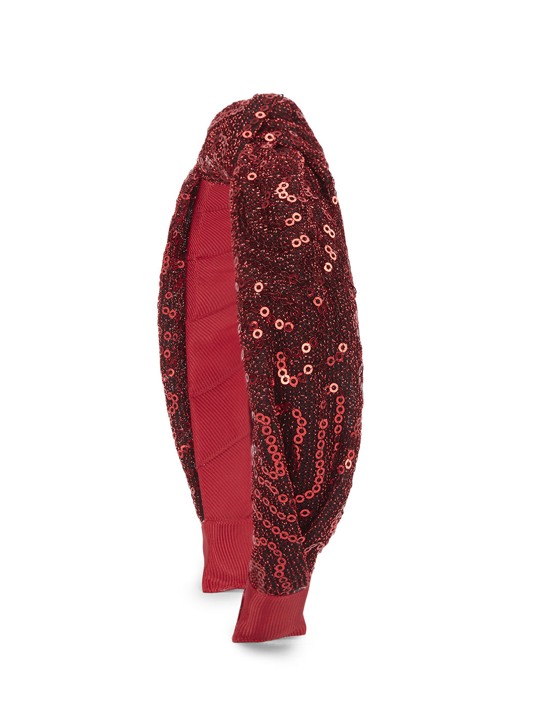 Party knotted hair band with sequins - Maroon
