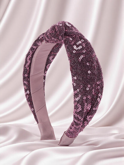 Party knotted hair band with sequins - Wine