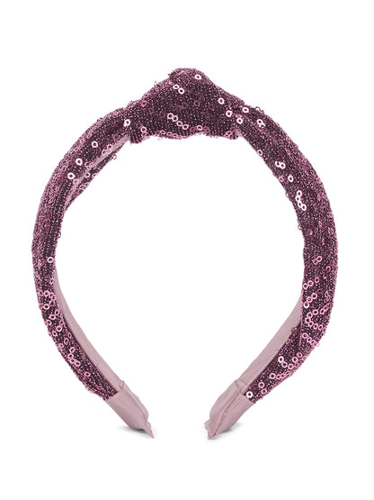 Party knotted hair band with sequins - Wine