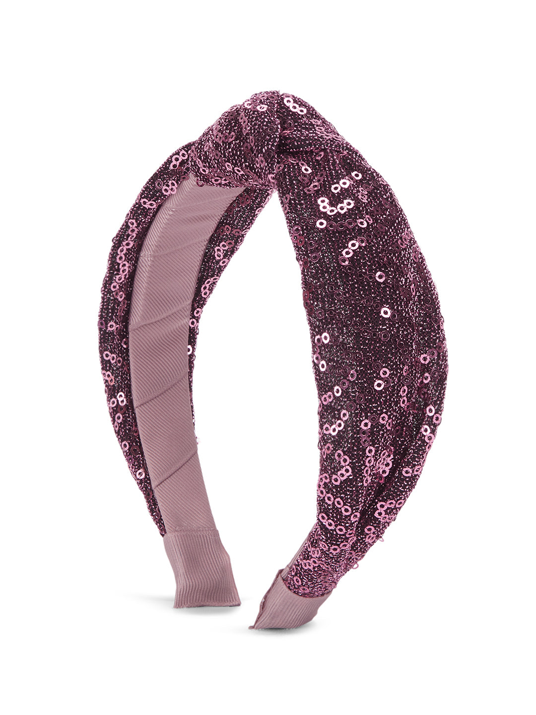 Party knotted hair band with sequins - Wine