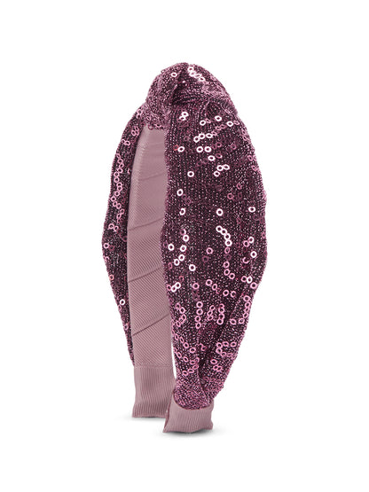 Party knotted hair band with sequins - Wine